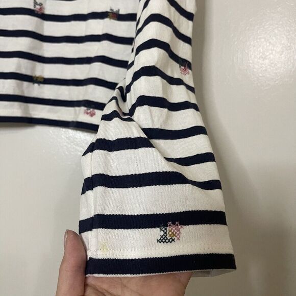 MADEWELL Navy stripe embroidered boxy cut shirt size small - Picture 2 of 6